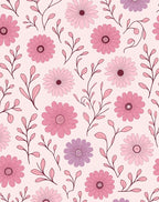 Delicate Pink Floral Sprig Pattern Rug