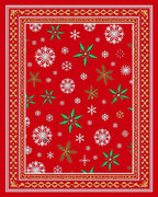 Festive Snowflake Poinsettia Design Rug