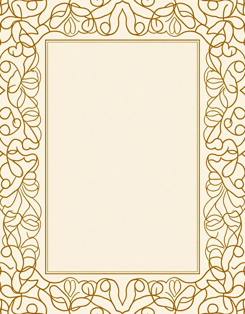 Elegant Gold Vine Scroll Pattern Rug