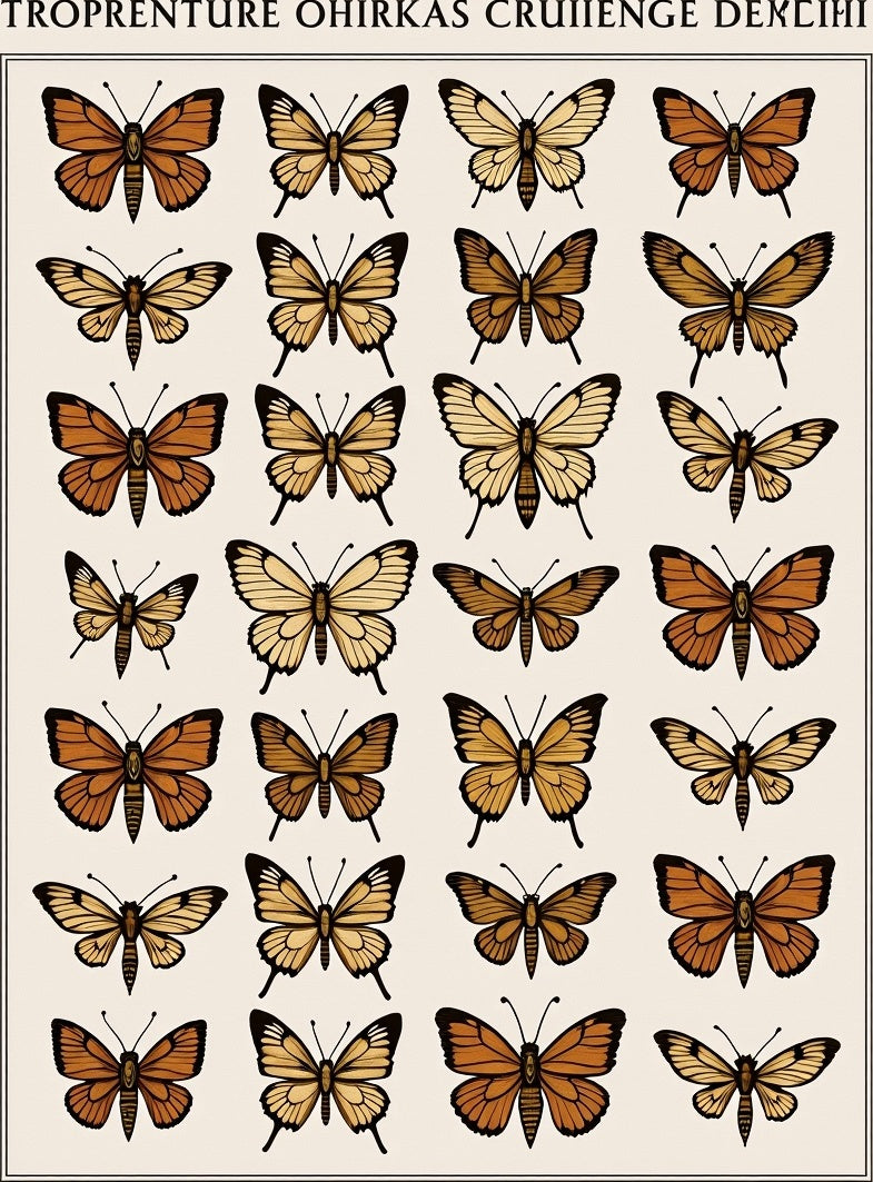 Vintage Butterfly Collection Pattern Rug