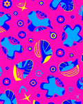 Vibrant abstract shapes and floral motif Rug