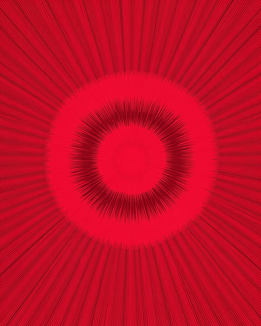 Concentric Red Line Pattern Rug