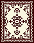 Classic Cream Burgundy Scrollwork Rug