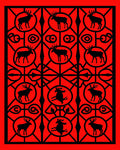 Black Deer Geometric Pattern Rug
