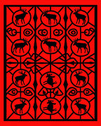 Black Deer Geometric Pattern Rug