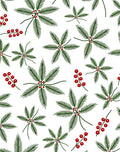 Green Pine Sprigs Red Berries Rug