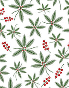 Green Pine Sprigs Red Berries Rug