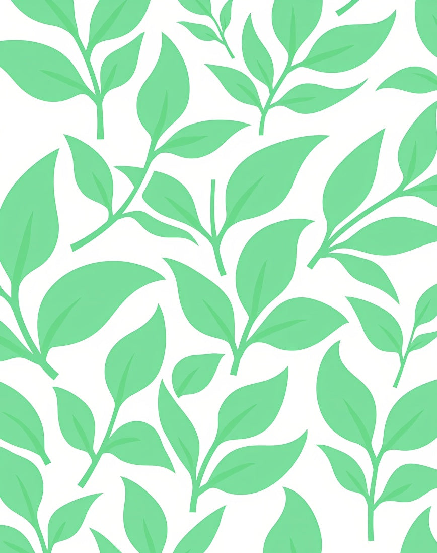 Simple Green Leaf Pattern Rug