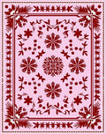 Floral Snowflake Patterned Pink Rug
