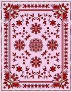 Floral Snowflake Patterned Pink Rug