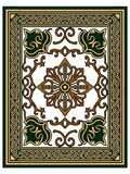 Ornate Emerald Gold Celtic Pattern Rug