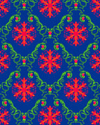 Vibrant Crimson Floral Blue Swirl Rug