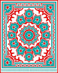 Ornate Teal Red Floral Medallion Rug