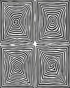 Four Squares Swirl Geometric Pattern Rug