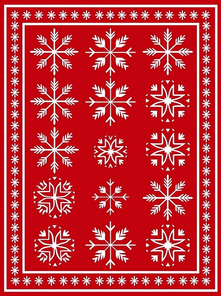 Red Snowflake Festive Pattern Rug