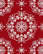 Crimson Snow Winter Mandala Pattern Rug