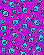 Playful Cyan Pink Cartoon Whimsy Rug