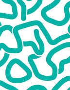 Abstract Turquoise Flowing Lines Rug