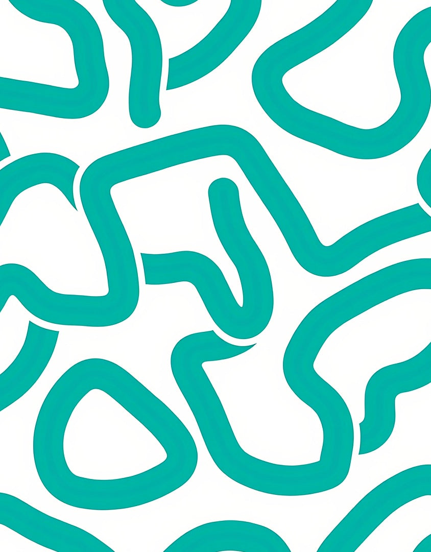 Abstract Turquoise Flowing Lines Rug