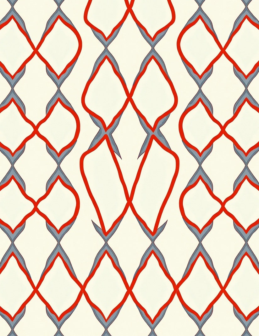 Crimson Slate Lattice Pattern Rug