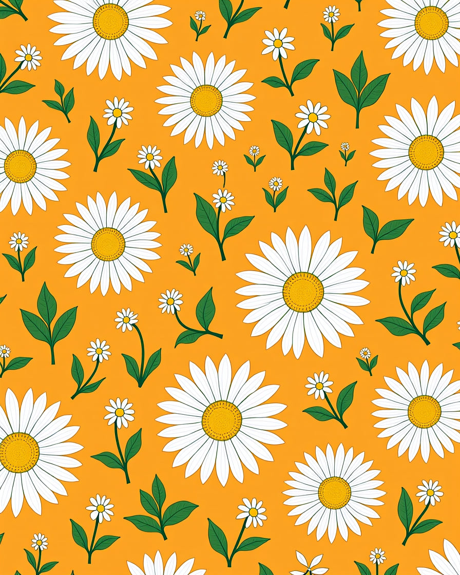 Golden Orange Daisy Pattern Rug