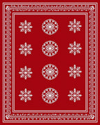 Red Snowflake Patterned Festive Rug