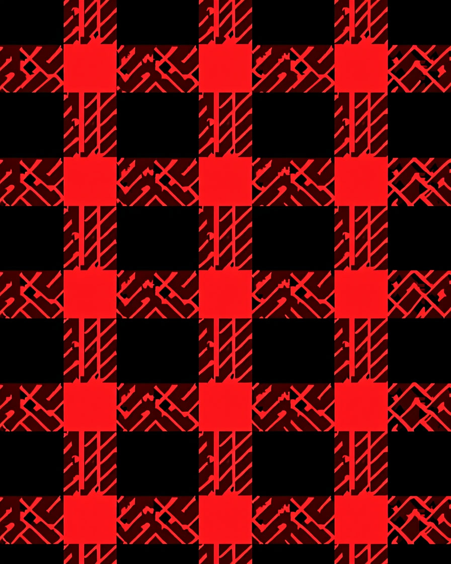 Bold Red Black Checkered Abstract Rug