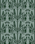 Dark Green Botanical Art Nouveau Pattern Rug