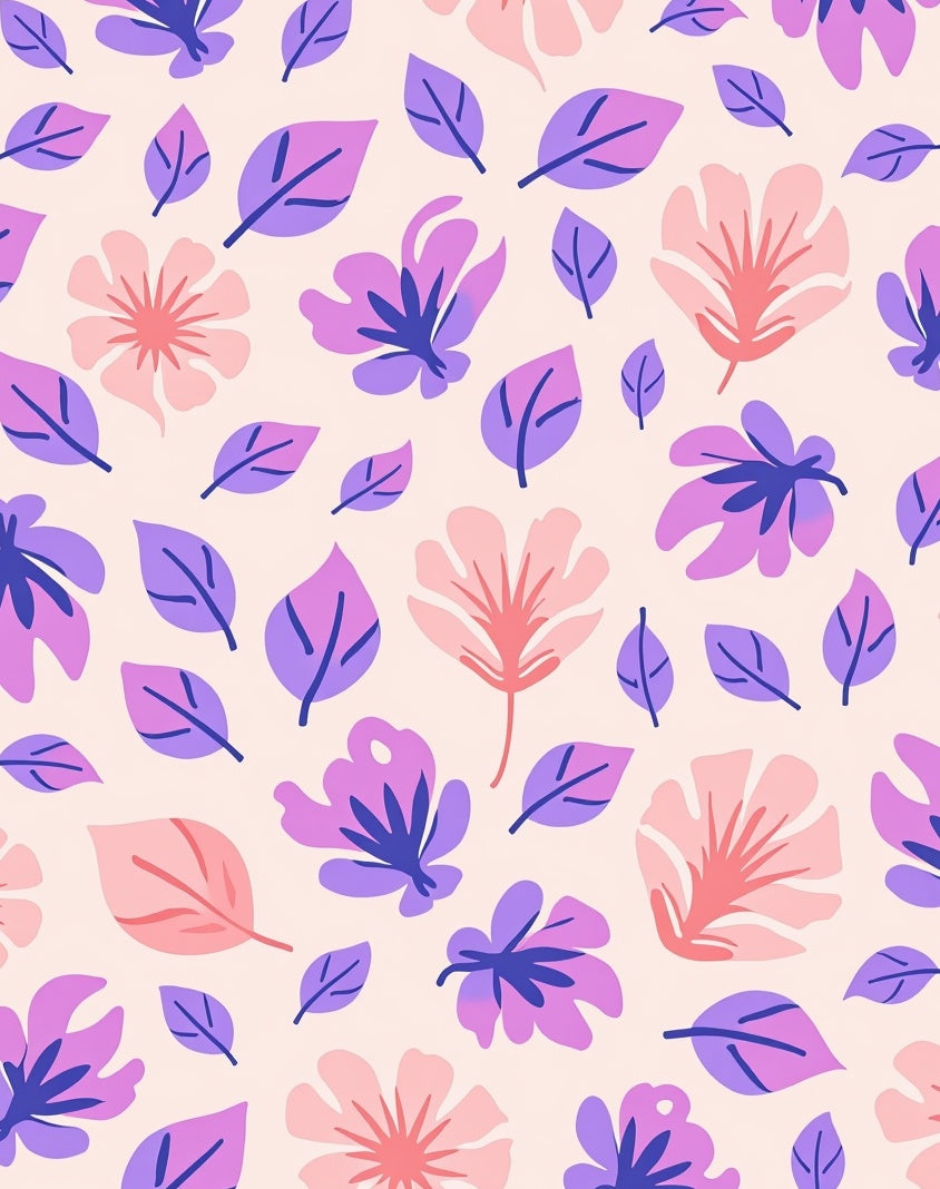 Whimsical Floral Leaf Pattern Rug