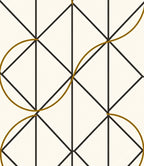 Geometric Black Gold Abstract Lines Rug