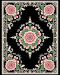 Pink Floral Black Border Art Rug