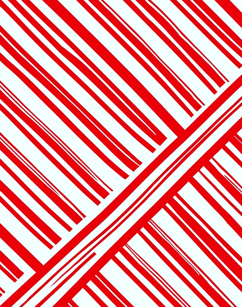 Red White Parallel Stripes Design Rug