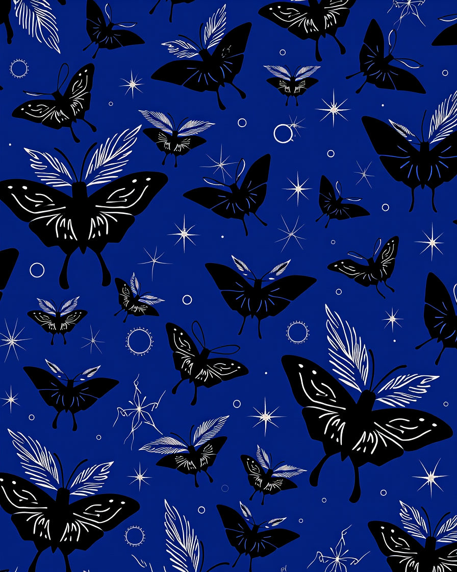 Mysterious Black Moth Star Pattern Rug