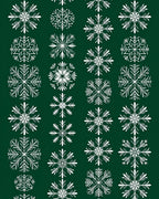 White Snowflake Pattern On Dark Green Rug