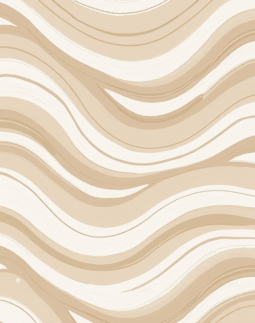 Neutral Earthy Wavy Stripe Pattern Rug