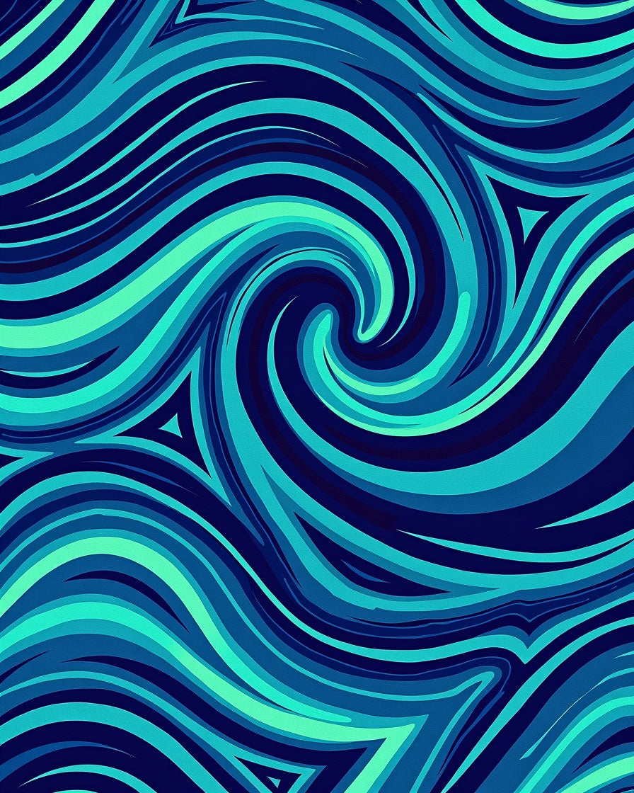 Abstract Swirl Deep Blue Green Pattern Rug