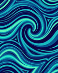 Abstract Swirl Deep Blue Green Pattern Rug