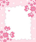 Pink Floral Border with Hearts and Stars Rug