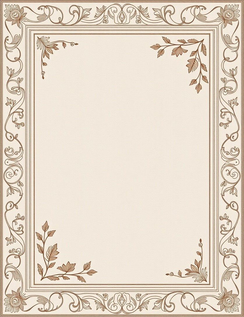 Ornate Floral Border Cream Rug