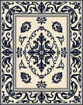 Classic Navy Floral Scrollwork Rug