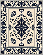Classic Navy Floral Scrollwork Rug