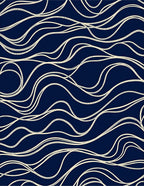 Navy Swirling Abstract Rope Pattern Rug