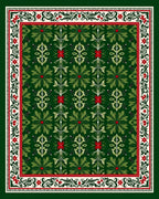 Green Floral Scrollwork Inspired Design Rug