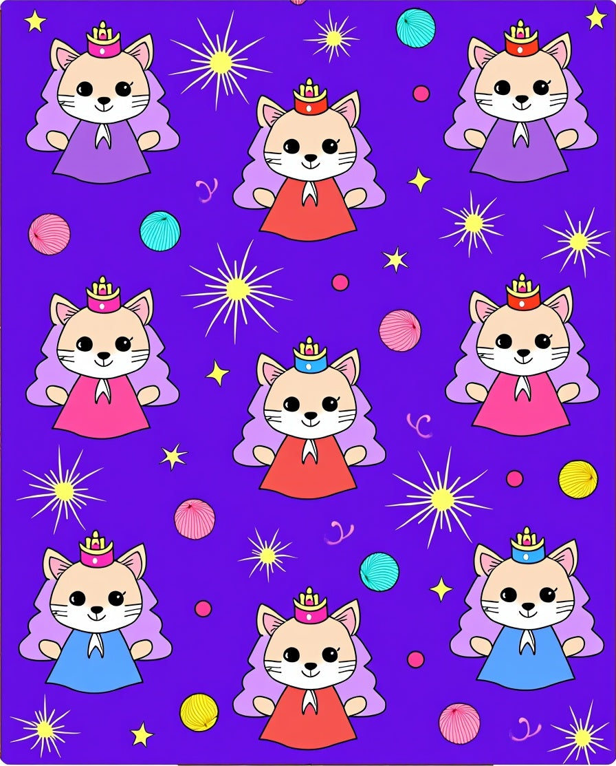 Cute Cat Princess Star Pattern Rug