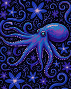 Mysterious Octopus Floral Swirl Pattern Rug