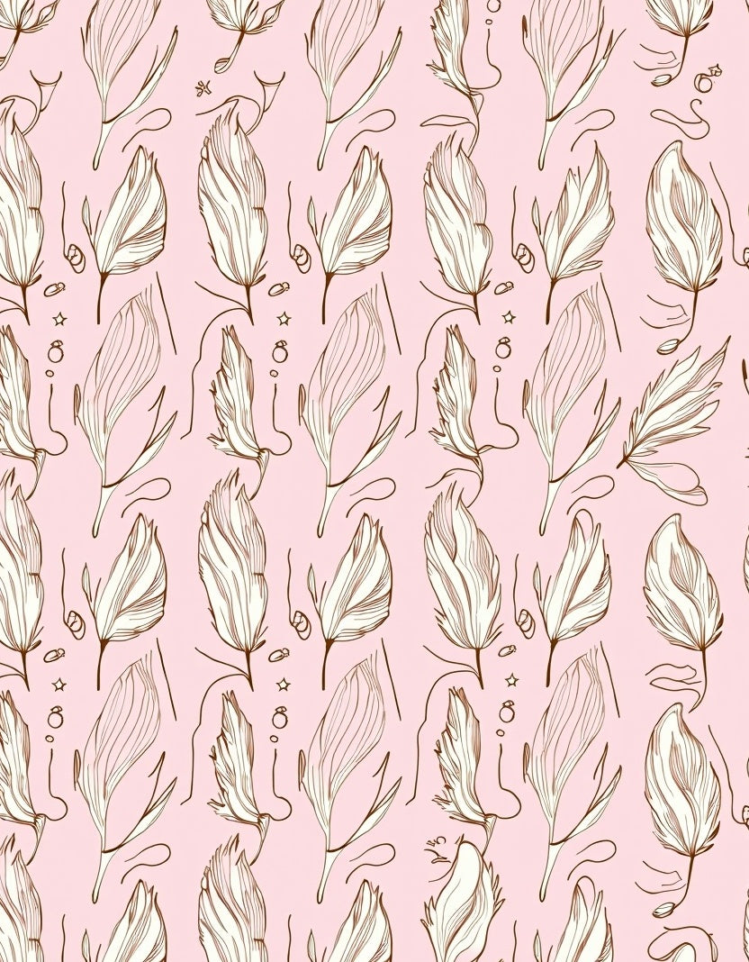 Delicate Feather Line Art Pattern Rug
