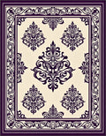 Ornate Damask Scroll Pattern Rug