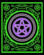Mystic Pentagram Neon Border Rug