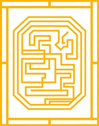 Golden Maze Patterned Geometric Design Rug