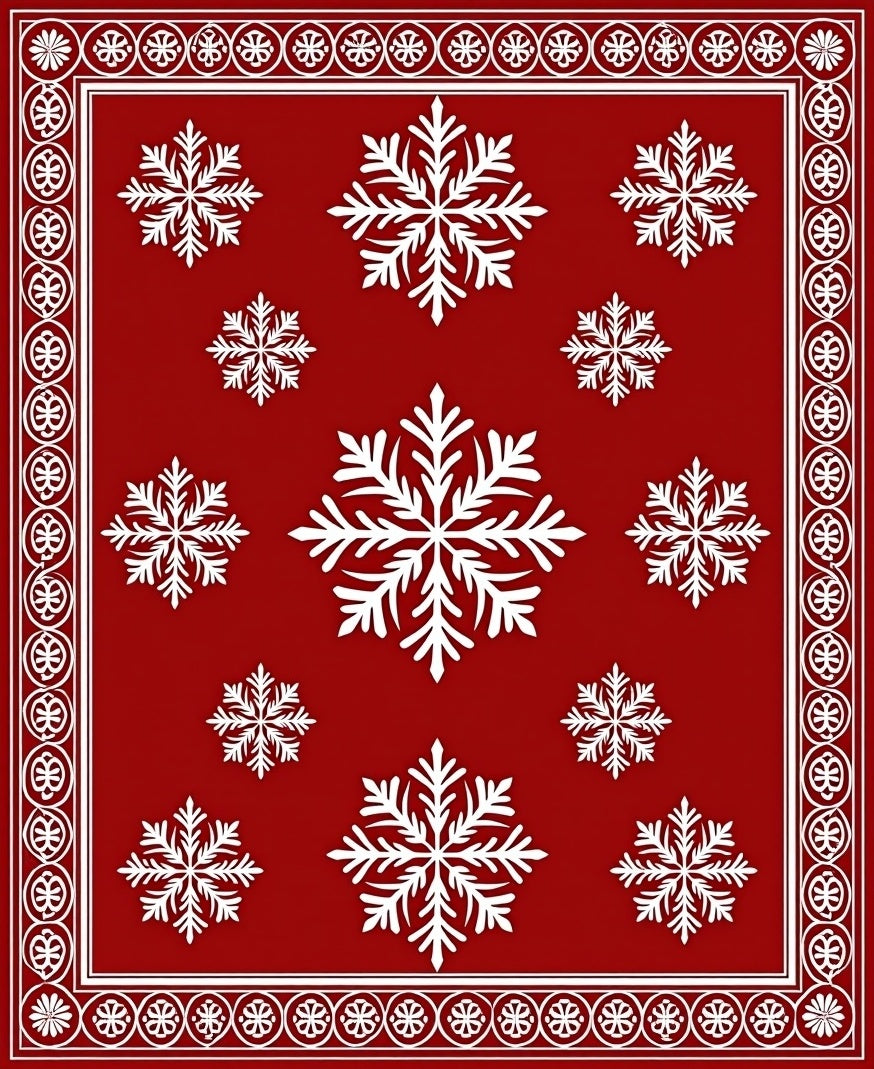Red Snowflake Festive Pattern Rug